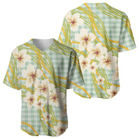 Liko Kukui Hawai'i Palaka Plumeria Baseball Jersey Puakenikeni and Maile Lei