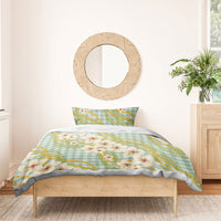 Liko Kukui Hawai'i Palaka Plumeria Bedding Set Puakenikeni and Maile Lei