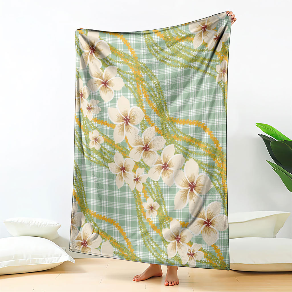 Liko Kukui Hawai'i Palaka Plumeria Blanket Puakenikeni and Maile Lei