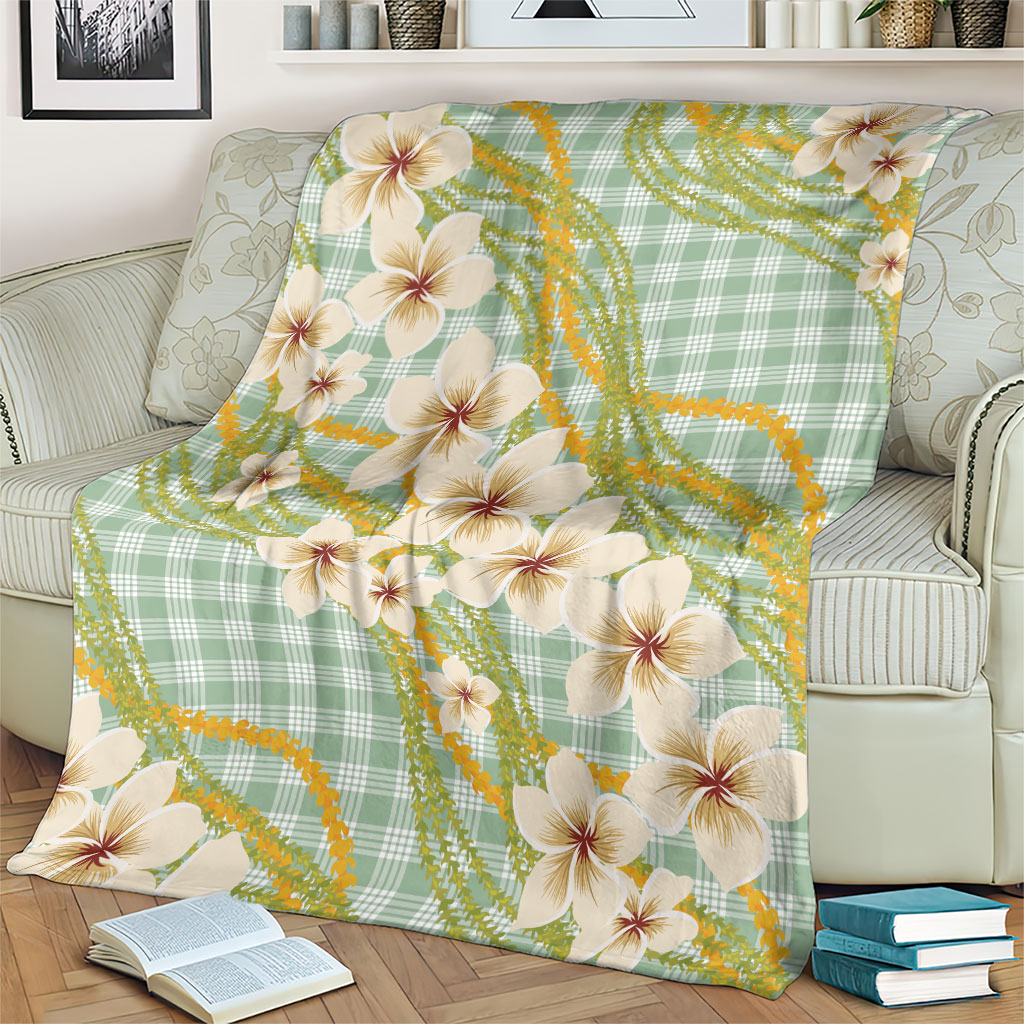 Liko Kukui Hawai'i Palaka Plumeria Blanket Puakenikeni and Maile Lei