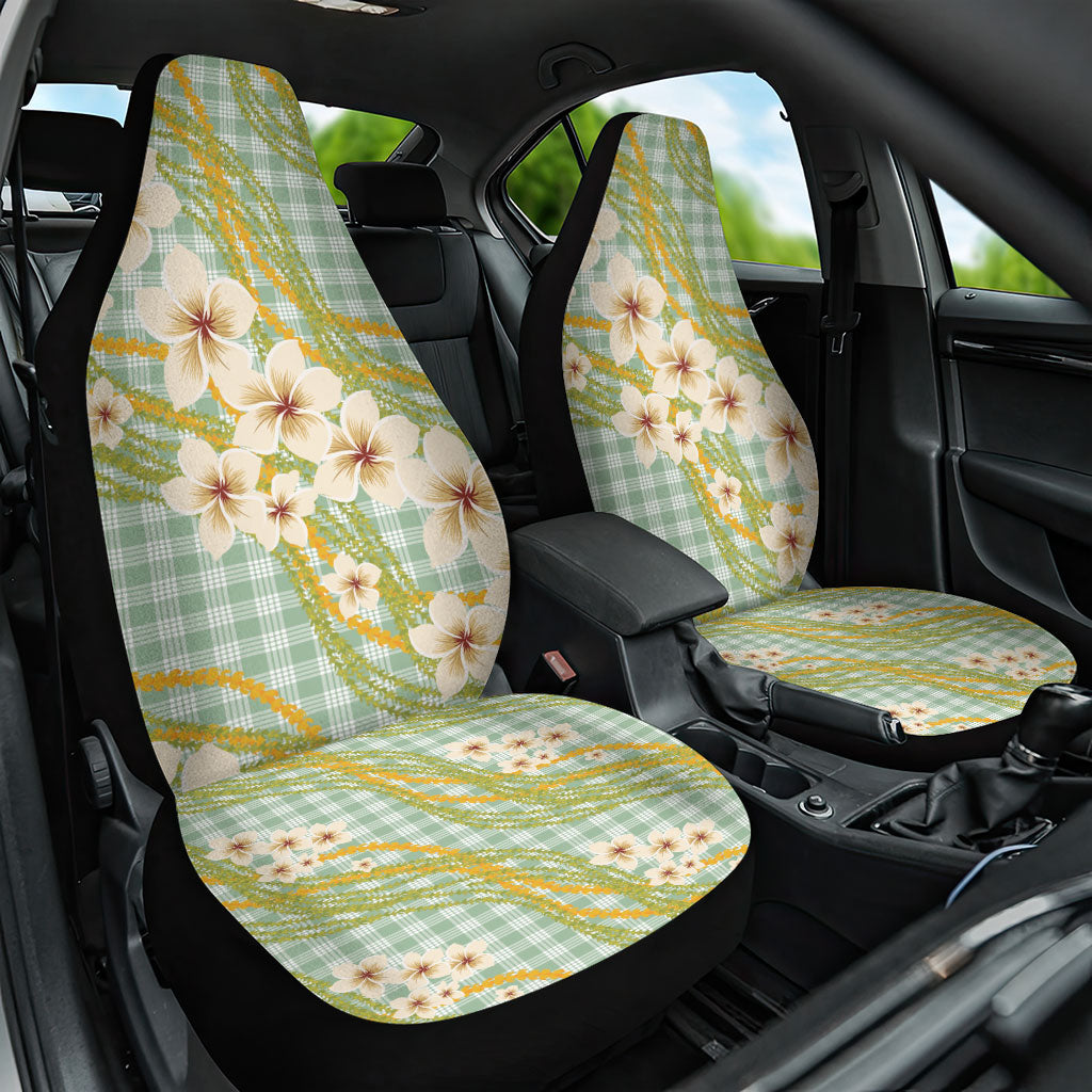 Liko Kukui Hawai'i Palaka Plumeria Car Seat Cover Puakenikeni and Maile Lei