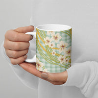 Liko Kukui Hawai'i Palaka Plumeria Ceramic Mug Puakenikeni and Maile Lei
