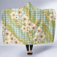 Liko Kukui Hawai'i Palaka Plumeria Hooded Blanket Puakenikeni and Maile Lei LT9 One Size Sage Green - Polynesian Pride