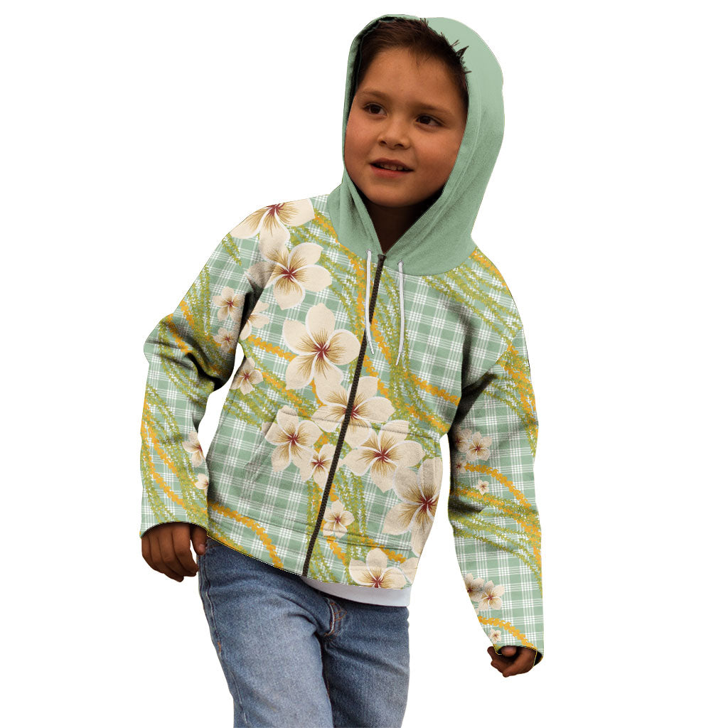 Liko Kukui Hawai'i Palaka Plumeria Kid Hoodie Puakenikeni and Maile Lei