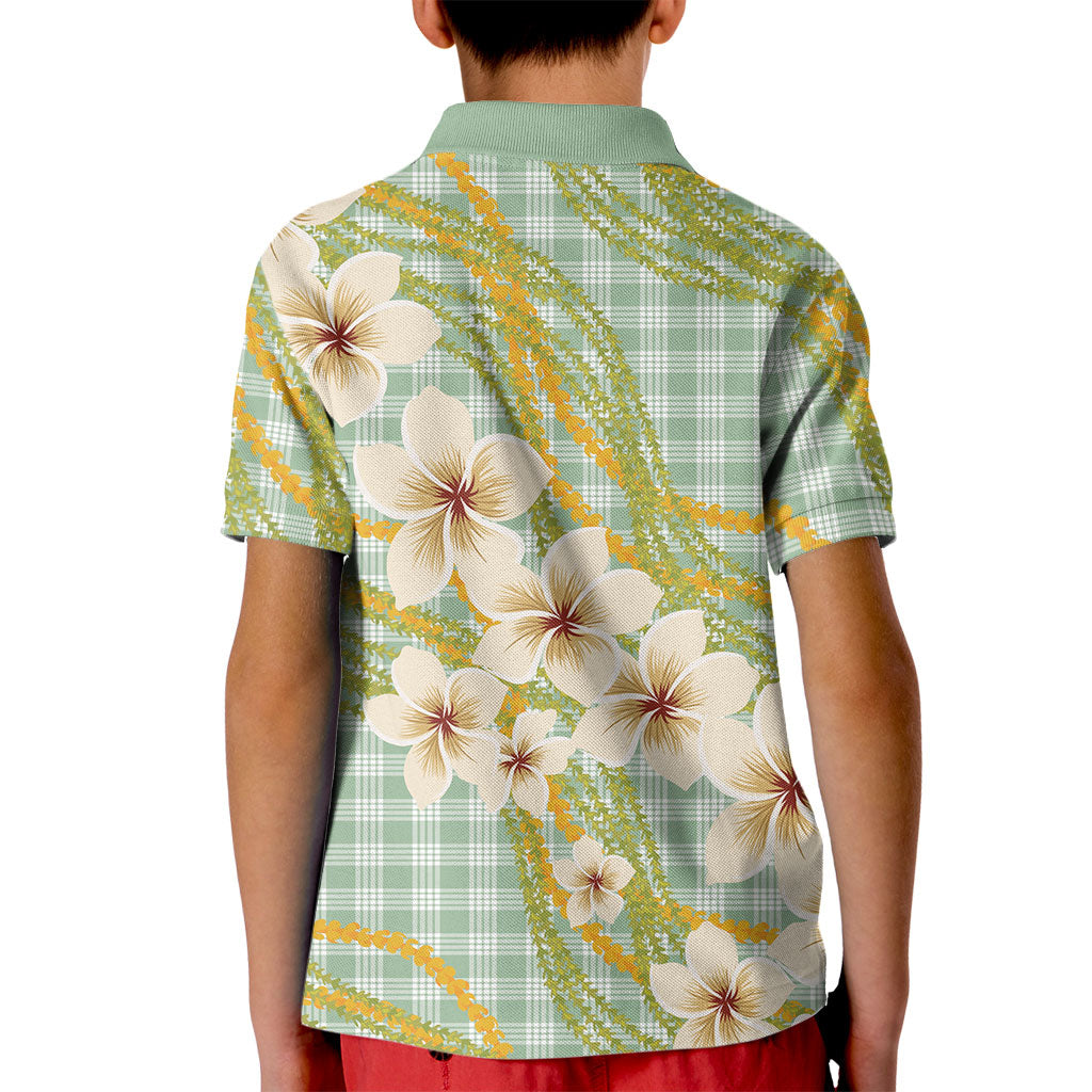 Liko Kukui Hawai'i Palaka Plumeria Kid Polo Shirt Puakenikeni and Maile Lei