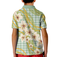 Liko Kukui Hawai'i Palaka Plumeria Kid Polo Shirt Puakenikeni and Maile Lei