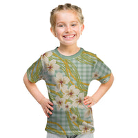 Liko Kukui Hawai'i Palaka Plumeria Kid T Shirt Puakenikeni and Maile Lei