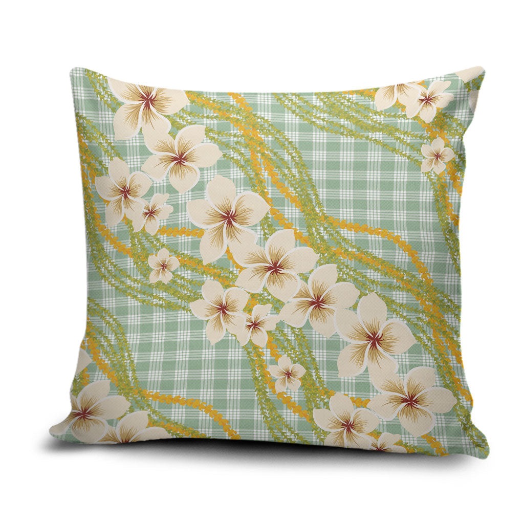 Liko Kukui Hawai'i Palaka Plumeria Pillow Cover Puakenikeni and Maile Lei