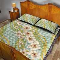 Liko Kukui Hawai'i Palaka Plumeria Quilt Bed Set Puakenikeni and Maile Lei