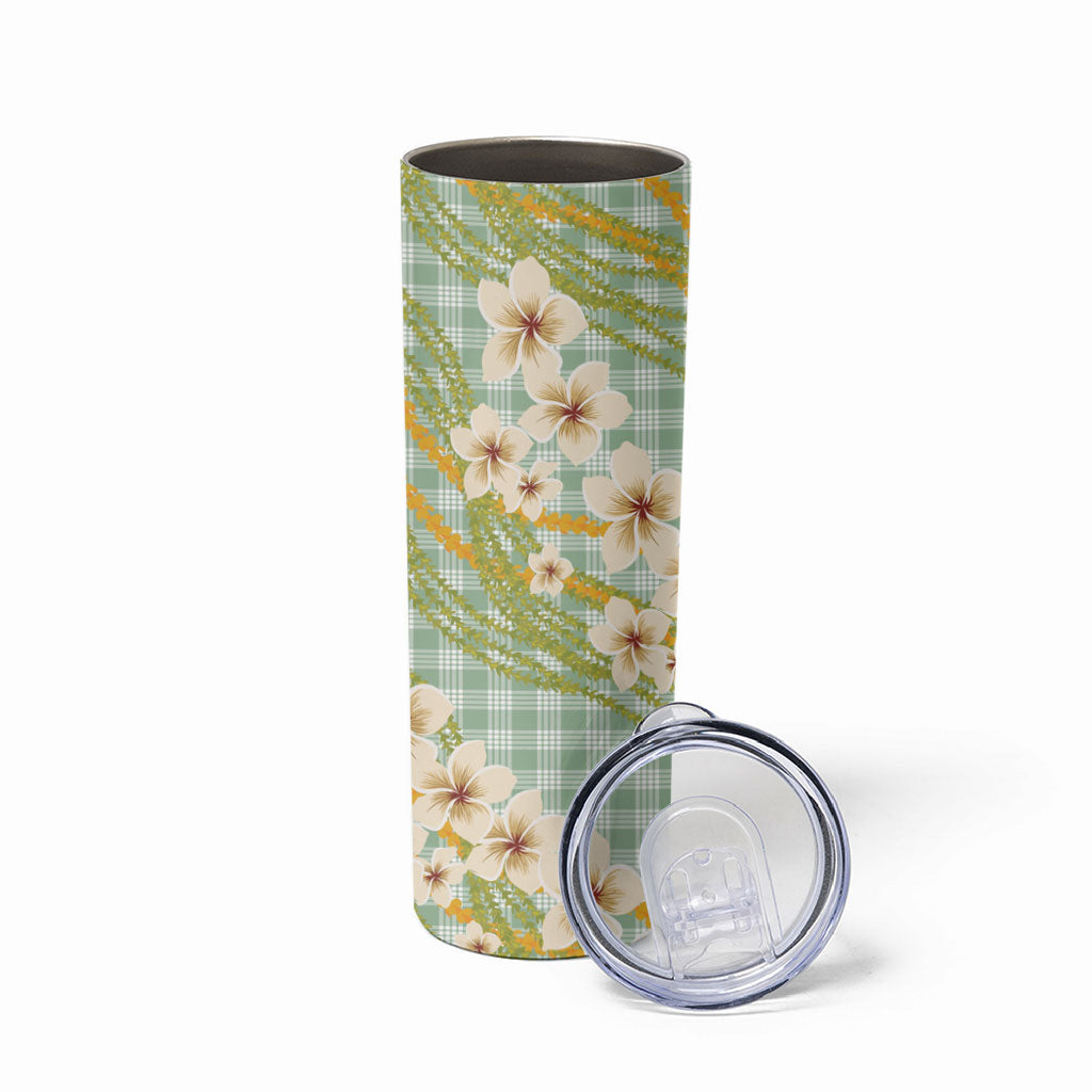Liko Kukui Hawai'i Palaka Plumeria Skinny Tumbler Puakenikeni and Maile Lei LT9 - Polynesian Pride