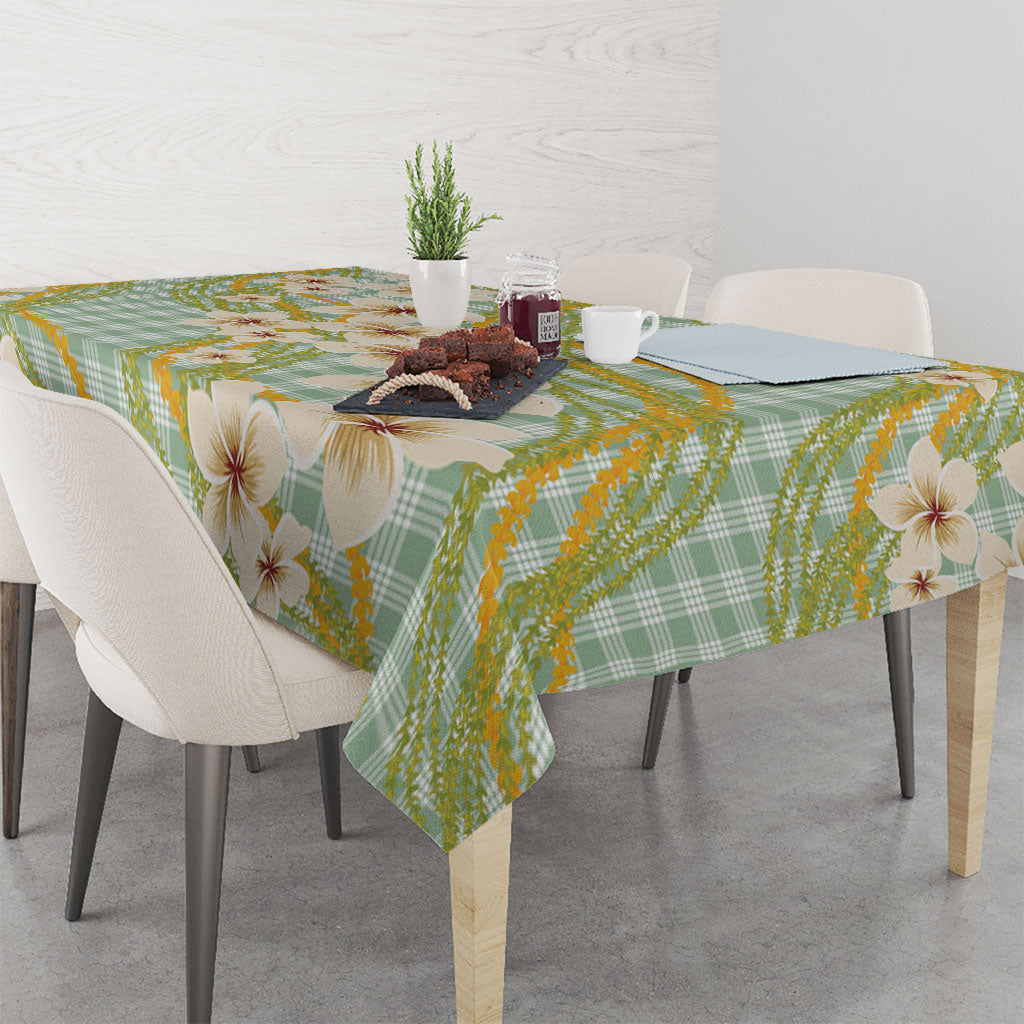 Liko Kukui Hawai'i Palaka Plumeria Tablecloth Puakenikeni and Maile Lei