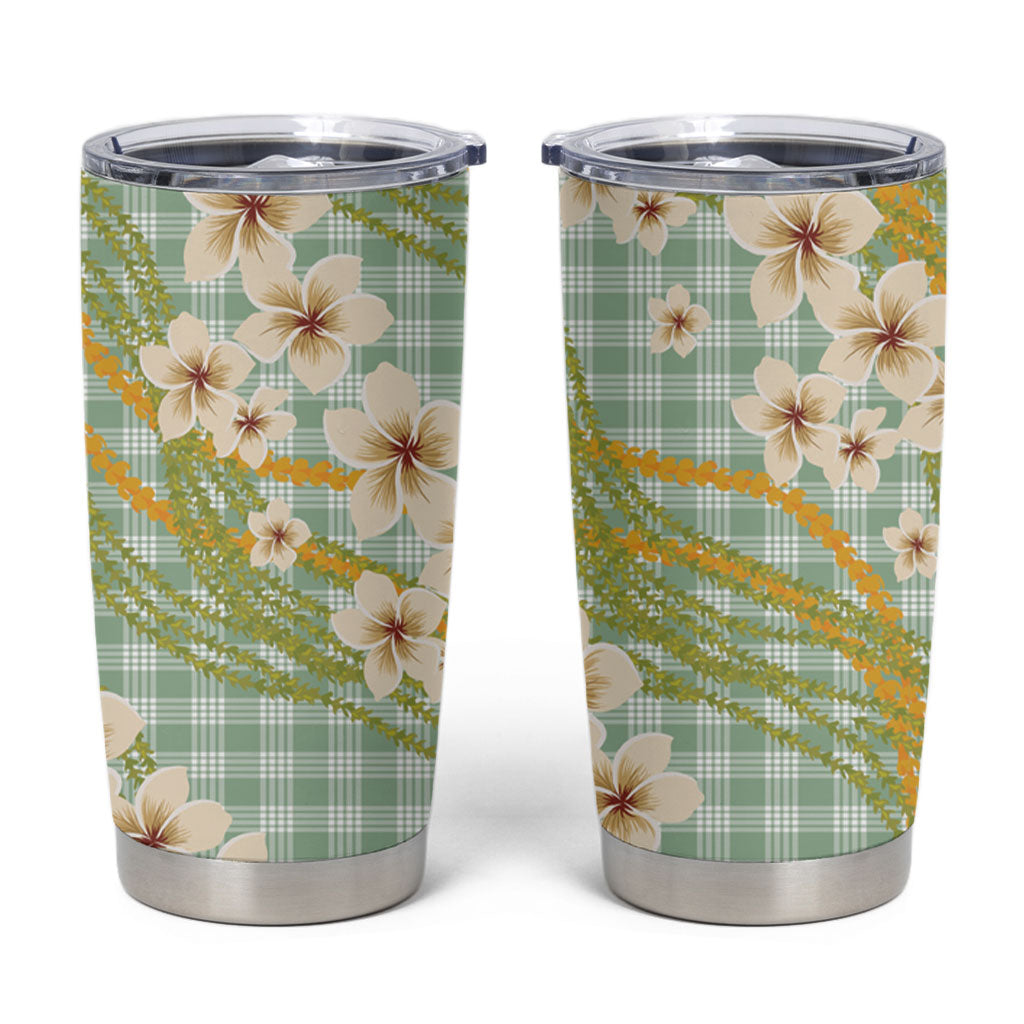Liko Kukui Hawai'i Palaka Plumeria Tumbler Cup Puakenikeni and Maile Lei