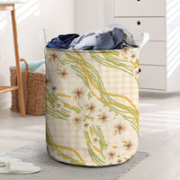 Melemele Ahiahia Hawai'i Palaka Plumeria Laundry Basket Puakenikeni and Maile Lei