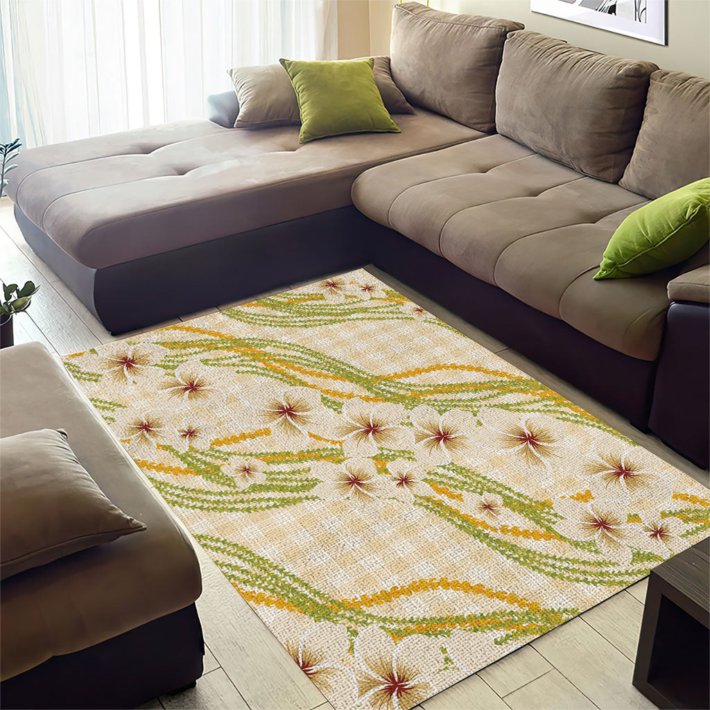 Melemele Ahiahia Hawai'i Palaka Plumeria Area Rug Puakenikeni and Maile Lei