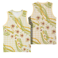 Melemele Ahiahia Hawai'i Palaka Plumeria Basketball Jersey Puakenikeni and Maile Lei