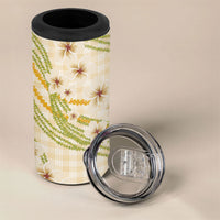 Melemele Ahiahia Hawai'i Palaka Plumeria 4 in 1 Can Cooler Tumbler Puakenikeni and Maile Lei