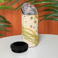 Melemele Ahiahia Hawai'i Palaka Plumeria 4 in 1 Can Cooler Tumbler Puakenikeni and Maile Lei