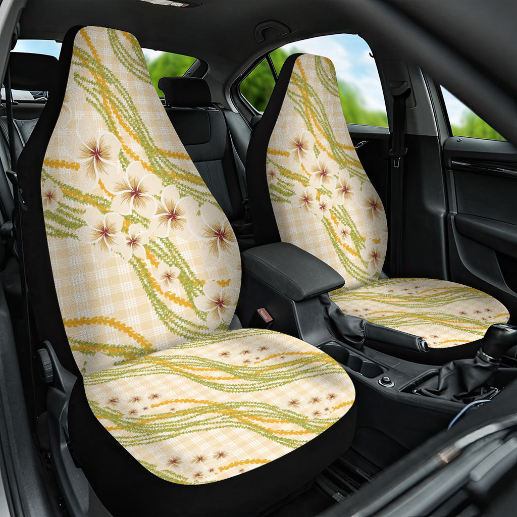 Melemele Ahiahia Hawai'i Palaka Plumeria Car Seat Cover Puakenikeni and Maile Lei