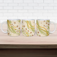 Melemele Ahiahia Hawai'i Palaka Plumeria Ceramic Mug Puakenikeni and Maile Lei