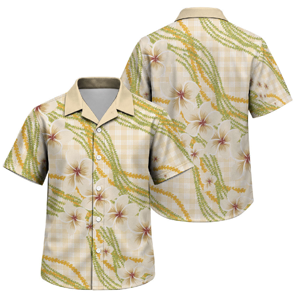 Melemele Ahiahia Hawai'i Palaka Plumeria Family Matching Mermaid Dress and Hawaiian Shirt Puakenikeni and Maile Lei