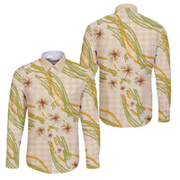 Melemele Ahiahia Hawai'i Palaka Plumeria Family Matching Short Sleeve Bodycon Dress and Hawaiian Shirt Puakenikeni and Maile Lei