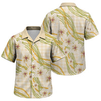 Melemele Ahiahia Hawai'i Palaka Plumeria Family Matching Tank Maxi Dress and Hawaiian Shirt Puakenikeni and Maile Lei LT9 Son's Shirt Pastel Yellow - Polynesian Pride