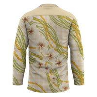 Melemele Ahiahia Hawai'i Palaka Plumeria Hockey Jersey Puakenikeni and Maile Lei