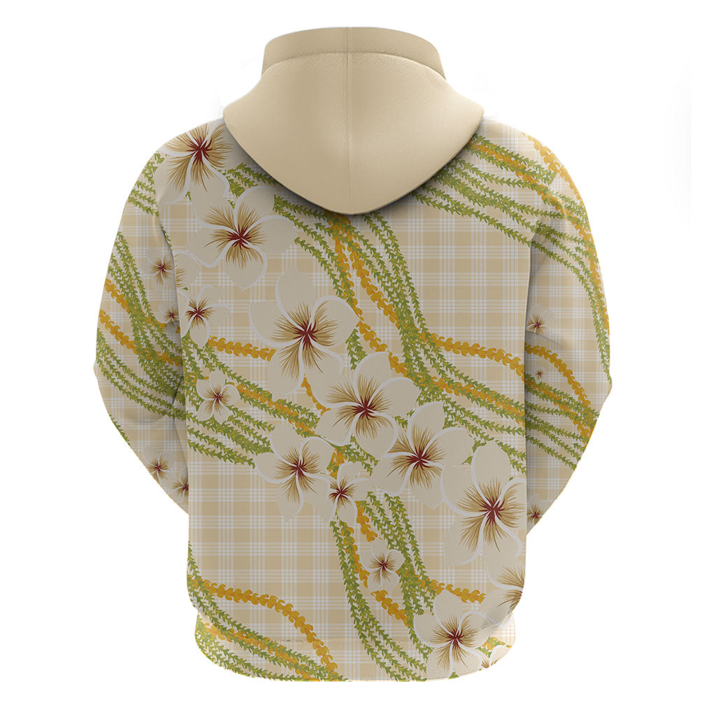 Melemele Ahiahia Hawai'i Palaka Plumeria Hoodie Puakenikeni and Maile Lei