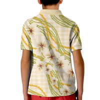 Melemele Ahiahia Hawai'i Palaka Plumeria Kid Polo Shirt Puakenikeni and Maile Lei