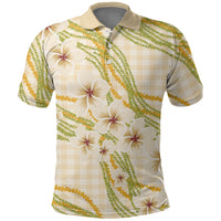 Melemele Ahiahia Hawai'i Palaka Plumeria Polo Shirt Puakenikeni and Maile Lei