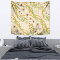 Melemele Ahiahia Hawai'i Palaka Plumeria Tapestry Puakenikeni and Maile Lei