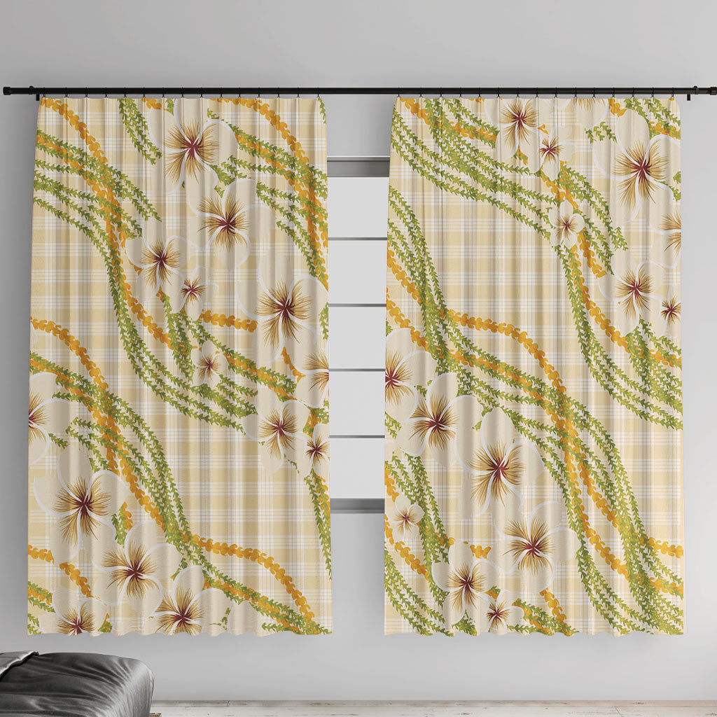 Melemele Ahiahia Hawai'i Palaka Plumeria Window Curtain Puakenikeni and Maile Lei