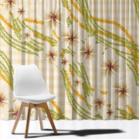 Melemele Ahiahia Hawai'i Palaka Plumeria Window Curtain Puakenikeni and Maile Lei