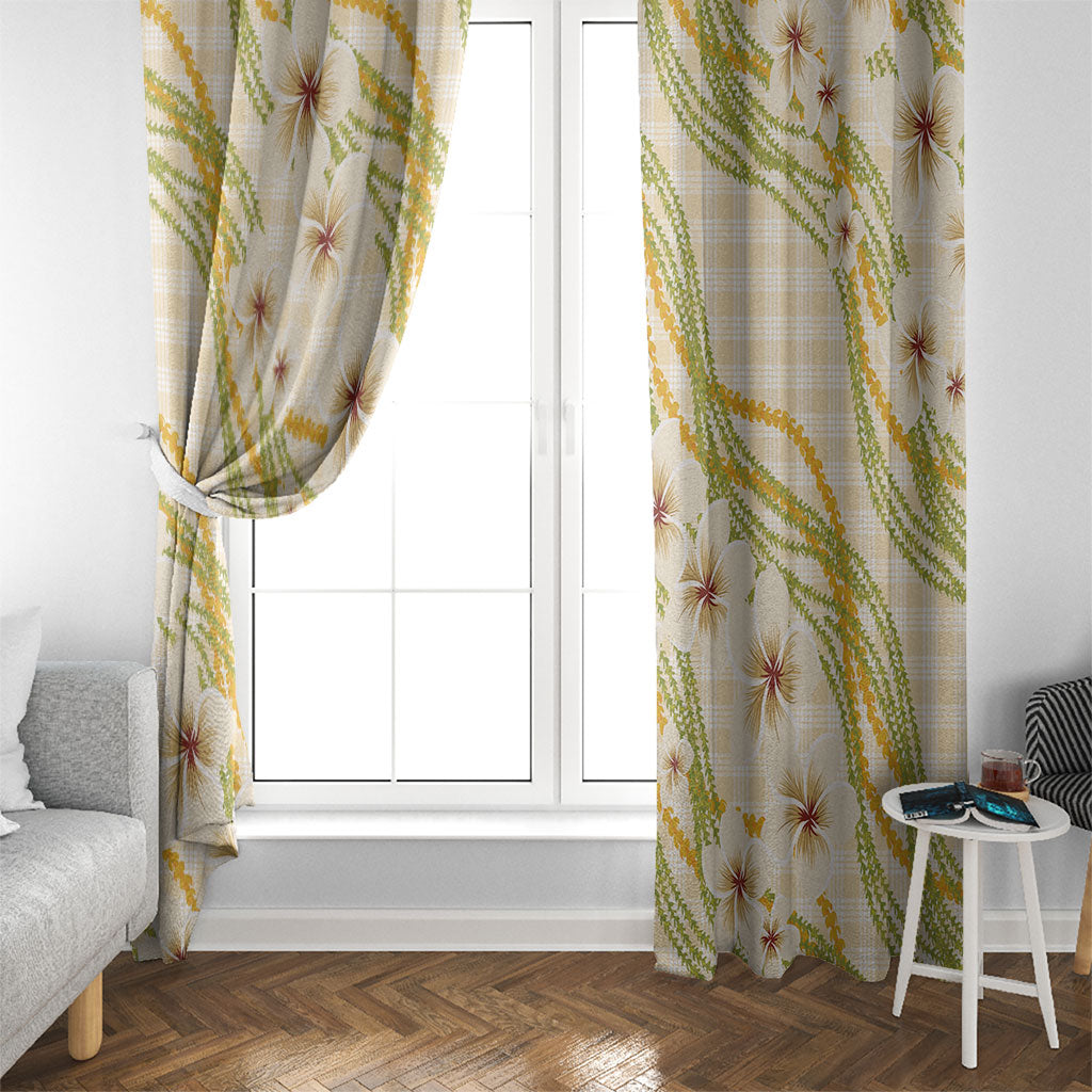 Melemele Ahiahia Hawai'i Palaka Plumeria Window Curtain Puakenikeni and Maile Lei