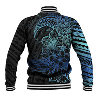 Floral Polynesian Hibiscus Tattoo Baseball Jacket Blue Gradient Style LT9 - Polynesian Pride