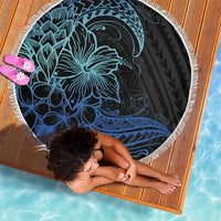Floral Polynesian Hibiscus Tattoo Beach Blanket Blue Gradient Style LT9 - Polynesian Pride