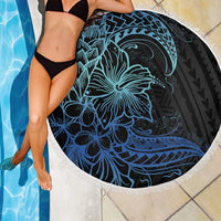 Floral Polynesian Hibiscus Tattoo Beach Blanket Blue Gradient Style LT9 - Polynesian Pride