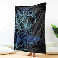 Floral Polynesian Hibiscus Tattoo Blanket Blue Gradient Style LT9 - Polynesian Pride