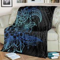 Floral Polynesian Hibiscus Tattoo Blanket Blue Gradient Style LT9 - Polynesian Pride