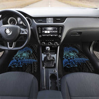 Floral Polynesian Hibiscus Tattoo Car Mats Blue Gradient Style LT9 Set 2pcs - Front Blue - Polynesian Pride