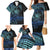 Floral Polynesian Hibiscus Tattoo Family Matching Mermaid Dress and Hawaiian Shirt Blue Gradient Style