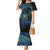 Floral Polynesian Hibiscus Tattoo Family Matching Mermaid Dress and Hawaiian Shirt Blue Gradient Style