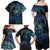 Floral Polynesian Hibiscus Tattoo Family Matching Off Shoulder Maxi Dress and Hawaiian Shirt Blue Gradient Style