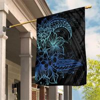 Floral Polynesian Hibiscus Tattoo Garden Flag Blue Gradient Style LT9 House Flag Blue - Polynesian Pride