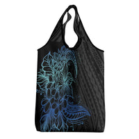 Floral Polynesian Hibiscus Tattoo Grocery Bag Blue Gradient Style LT9 - Polynesian Pride