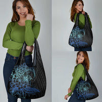 Floral Polynesian Hibiscus Tattoo Grocery Bag Blue Gradient Style LT9 - Polynesian Pride