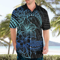 Floral Polynesian Hibiscus Tattoo Hawaiian Shirt Blue Gradient Style LT9 - Polynesian Pride