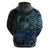 Floral Polynesian Hibiscus Tattoo Hoodie Blue Gradient Style