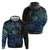 Floral Polynesian Hibiscus Tattoo Hoodie Blue Gradient Style