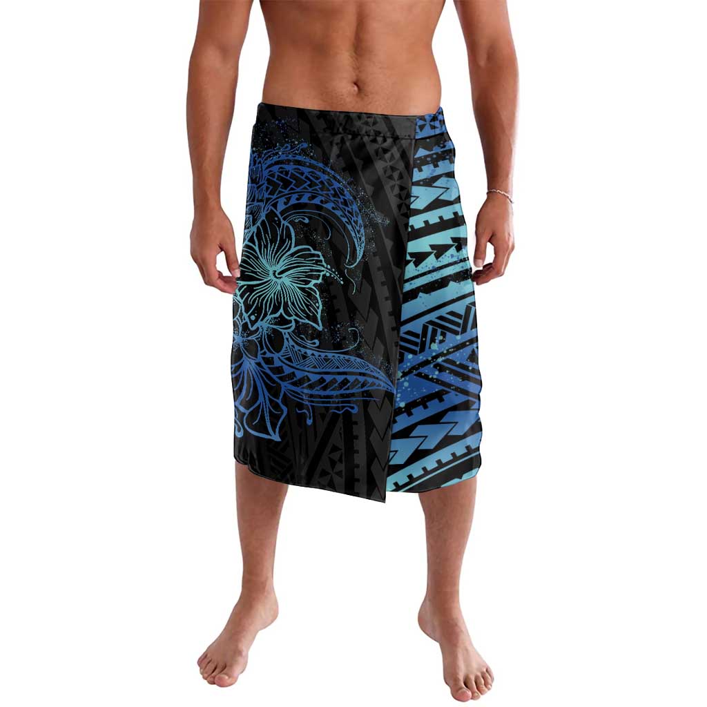 Floral Polynesian Hibiscus Tattoo Lavalava Blue Gradient Style LT9 Blue - Polynesian Pride